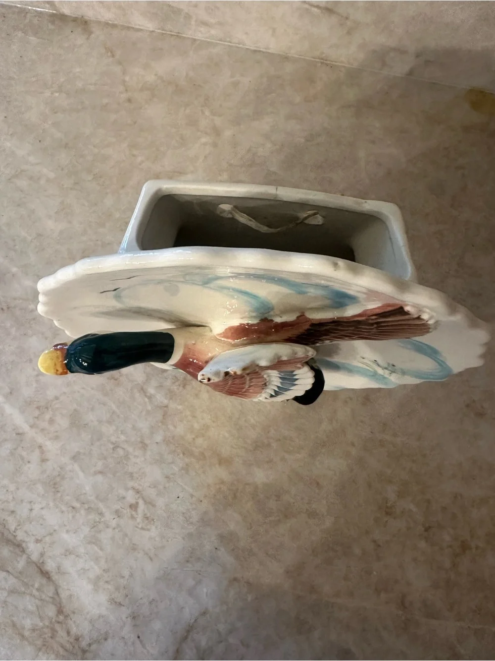 Decorative Flying Mallard Ceramic Wall Plaque/ vase- White and Brown